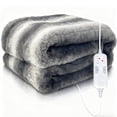 thumbnail image 1 of GONUES Electric Throw Shawl, 50x60, Soft Imitation Carved Rabbit - Hair Striped, Gray and White, 1 of 8