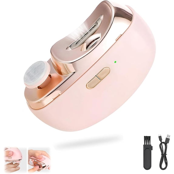 Electric Toenail Clippers for Seniors, Rechargeable Nail Trimmer with LED Light, Automatic Nail Cutter & File with Nail Dust Collector, Safe Grooming Kit for Thick Toenails & Fingernails, Pink