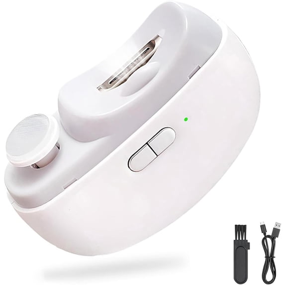 Electric Toenail Clippers for Seniors, Rechargeable Nail Trimmer with LED Light, Automatic Nail Cutter & File with Nail Dust Collector, Safe Grooming Kit for Thick Toenails & Fingernails, White