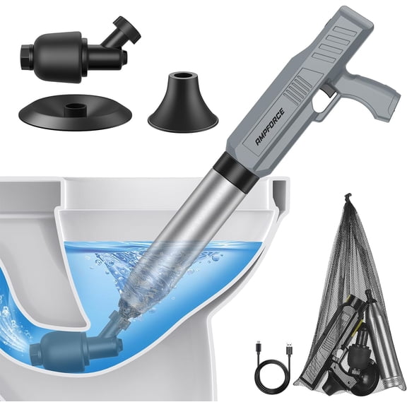 Electric Toilet Plunger with High-Pressure Air Pump and Adjustable Pressure Control (Dark Gray)