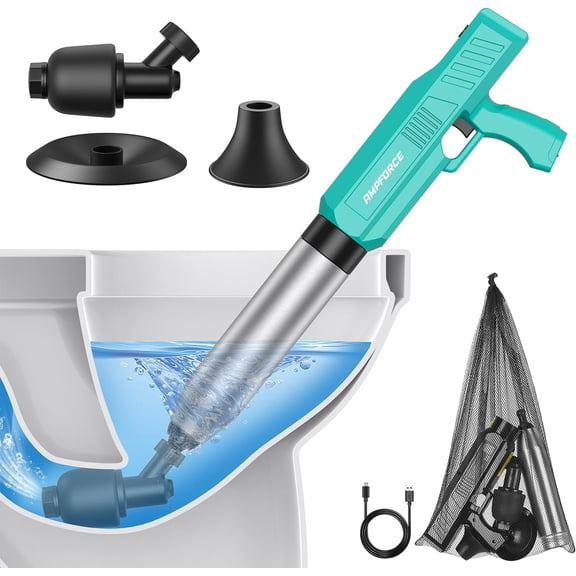 Electric Toilet Plunger with High-Pressure Air Pump and Adjustable Pressure, Mint Green