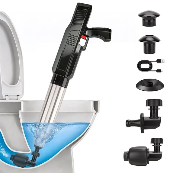 FOUKUS Electric Heavy Duty Toilet Plunger: Power Plunger Air Plunger, Visible Pressure Control Drain Unclogger Tool, Splash-Free High Pressure Toilet Plunger for Bathroom Sink Pipe Clog Remover