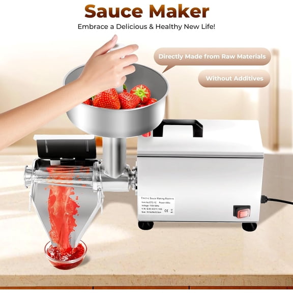 Electric Tomato Strainer, 110V 450W Commercial Stainless Steel Food Milling Machine Fruit Press Squeezer 50kg/h Sauce Maker$$