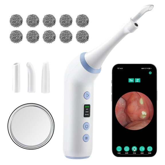 Tonsil Stone Remover, 300K HD Camera Tonsil Tool with LED Light, 3 Suction Levels, Tonsil Stone Vacuum, Oral Care for Mouth Health, USB Rechargeable