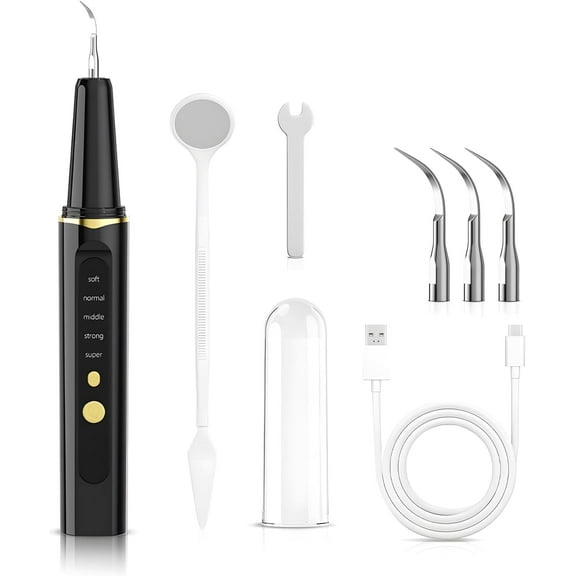 Electric Tooth Cleaner - Plaque & Tartar Remover, Stain Removal for Cavity Prevention, Bad Breath & Gum Disease Relief, Home Use (XX-Black)