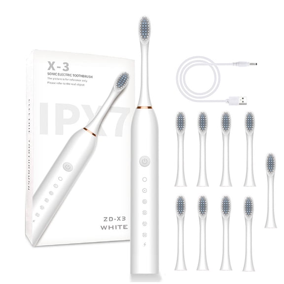 Electric Toothbrush with 10 Brush Heads, 6 Cleaning Modes, Upgraded Longer Life Faster Charging, IPX7 Waterproof, 32000-42000 Times/Min Cleaning, 8H Charging for 60 Days Use