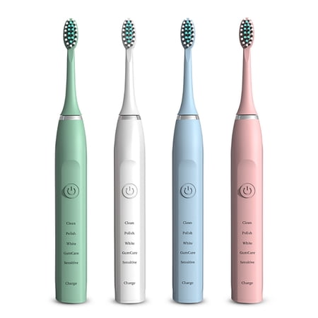 Electric Toothbrush 5 Modes USB Rechargeable Waterproof Electric Toothbrush with 6 Replacement Toothbrush Heads, 2 Minutes Build in Smart Timer, Pink