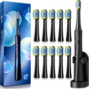 Electric Toothbrush for Adults with Holder and 10 Brush Heads, Rechargeable Electric Toothbrush Last 35 Days, 40000 VPM and 3 Modes, Smart Timer, Travel Electric Toothbrush, Gift