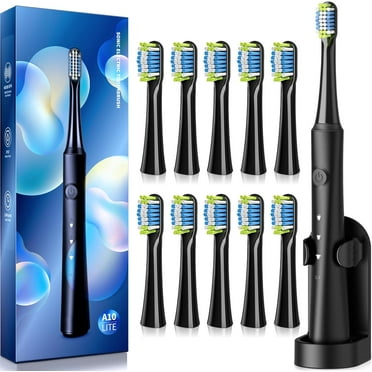 Electric Toothbrush for Adults with Holder and 10 Brush Heads, Rechargeable Electric Toothbrush Last 35 Days, 40000 VPM and 3 Modes, Smart Timer, Travel Electric Toothbrush, Gift