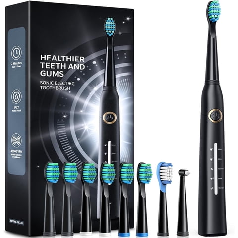 Electric Toothbrushes for Adults and Kids, 8 Brush Heads Electric Toothbrush with 40000 VPM Deep Clean 5 Modes, Rechargeable Fast Charge 4 Hours Last 30 Days