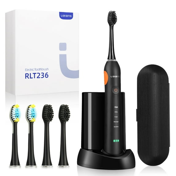 Electric Toothbrush for Adults, Ualans Sonic Toothbrush With 5 Modes, 4 Brush Heads, 2 Minutes Timer, 48000vpm Rechargeable Toothbrush, Travel Case, Fast Wireless Charge for 60 Days