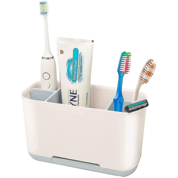 Electric Toothbrush Holder For Bathroom, Toothbrush, And Toothpaste Organizer Detachable For Easy Cleaning Toothbrush Caddy With 2 Adjustable Dividers