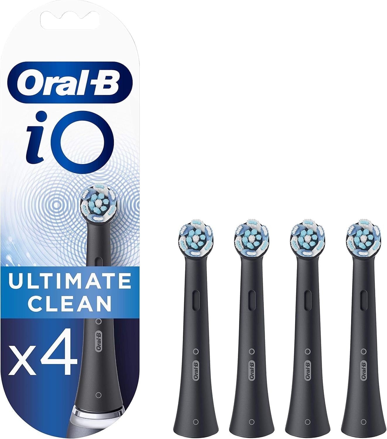 Electric Toothbrush Replacement Heads (4-Pack) - Compatible with Oral-B iO Series, Twisted \u0026 Angled Bristles for Deep Plaque Removal, Black, Fits Standard Mailboxes