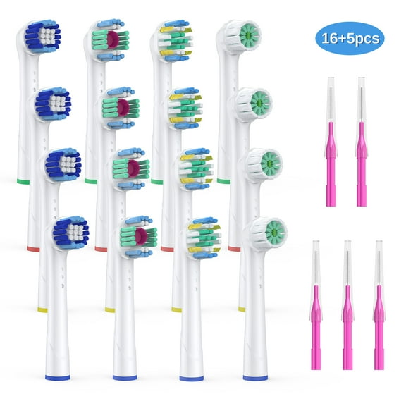 Electric Toothbrush Replacement Heads Compatible with Oral B, 4 Types ,16 Pack + 5 Interdental Brush