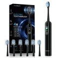 thumbnail image 1 of OasiSmile Sonic Electric Toothbrush for Adults with Smart Display, 6 Soft Rubber Wrap Brush Heads, 90-Day Battery Life, 2-Min Timer 4 Modes Travel Rechargeable Tooth Brush, Black, 1 of 7