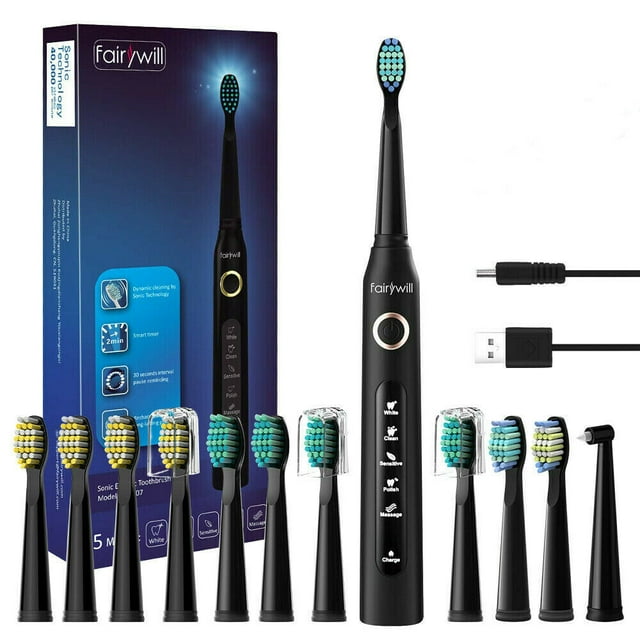 Electric Toothbrush UltraSonic Toothbrush Black Teeth Whiten 5 Cleaning