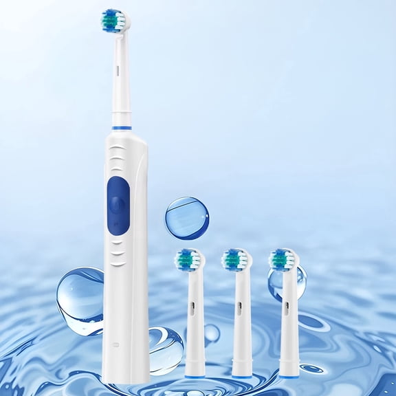 Electric Toothbrush for Adults with 4 Brush Heads, Power Tooth Brush with 3 Modes, 2-Min Timer, IP67 Waterproof, Soft Bristle, White
