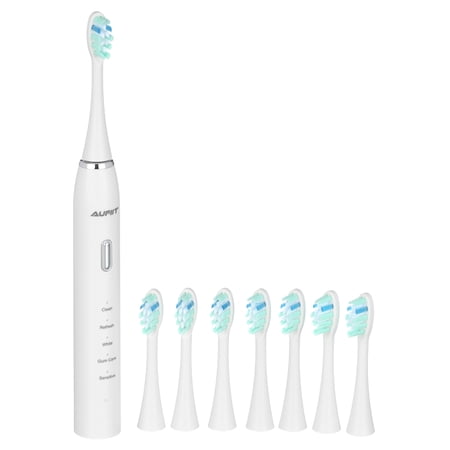 Electric Toothbrush with 8 Brush Heads, Rechargeable Power with 5 Modes & Smart Timer(White)