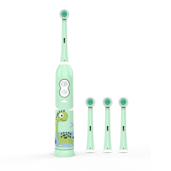 Gonramedo Rotating Electric Toothbrush with 4 Brush Heads, Round Electric Toothbrush Battery with Travel Case, Rechargeable Power Toothbrush for Adults, 2*AAA Battery(Include), Black