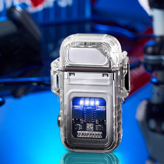 Electric Torch Arc Lighter with Flashlight Transparent Waterproof Lighter Plasma Dual ARC Windproof Lighter USB Rechargeable Lighters Outdoor Camping Gift