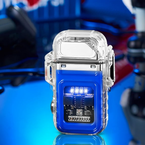 Electric Torch Arc Lighter with Flashlight Transparent Waterproof Lighter Plasma Dual ARC Windproof Lighter USB Rechargeable Lighters Outdoor Camping Gift