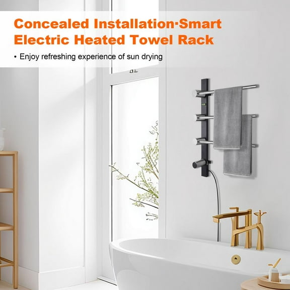 Electric Towel Rack Stainless Steel Towel Drying Rack with Timer 3 Bar Wall Towel Warmer LED Display Heated Towel Bar for Home,Hotel