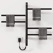 Electric Towel Warmer for Bathroom Wall Mounted, Rotatable Heated Towel Rack with Timer & 4 Temperature Adjustments, Fast Heating Drying Towel Heater for Home SPA Hotel, Black