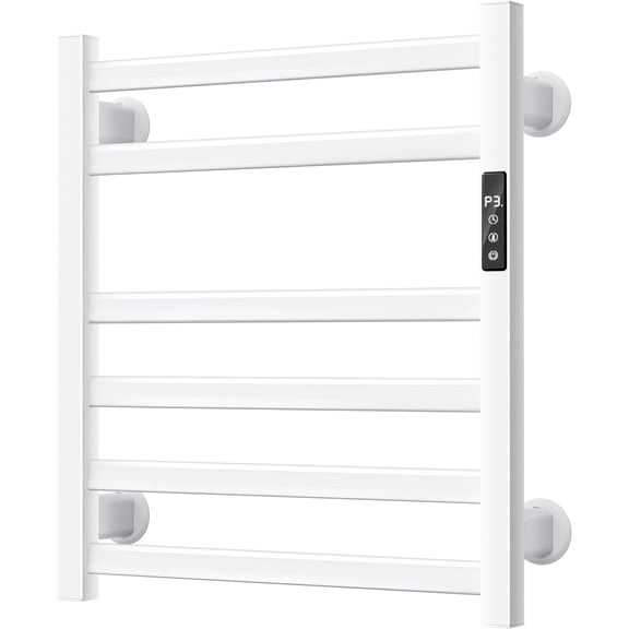 Electric Towel Warmer Wall Mounted, 6 Bar Heated Towel Rack with Intelligent Timer & Temp Control, Plug-in/Hardwire, Left and Right Compatible