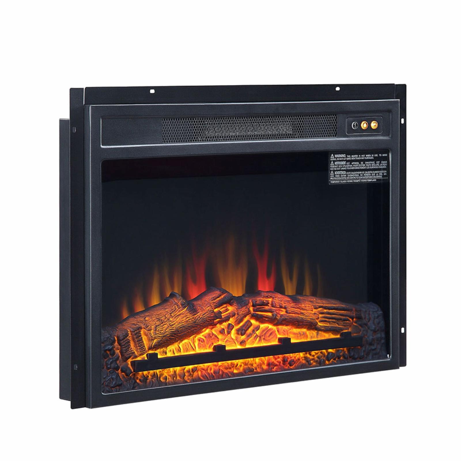 Electric Traditional Black Metal Fireplace Box Insert with Heat