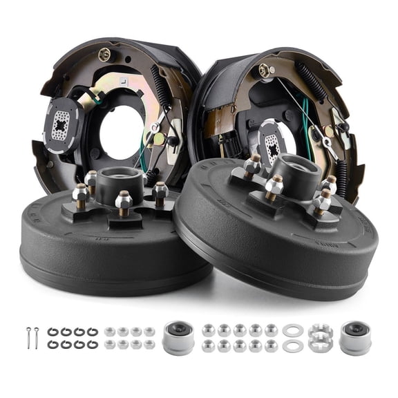 Electric Trailer Brake Assembly, 10 x 2-1/4 Inch, 1 Pair Self-Adjusting Electric Brakes Kit for 3500 lbs Trailer Axle, Backing Plates for Braking System Part Replacement, Fit for Trailers, RVs