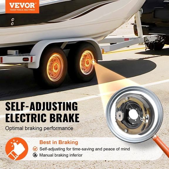 Electric Trailer Brake Assembly,12"x2",1 Pair Self-Adjusting Electric Brakes Kit for 7000 lbs Axle,5-Hole Mounting,Backing Plates for Braking System Part Replacement (1 Right + 1 Left)