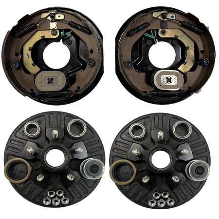 Electric Trailer Brake Backing Plates 10 inch LH RH w/2 Hub Drum Kits (5 on 4.5)