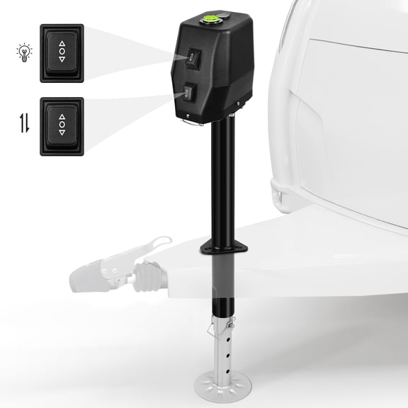 Electric Trailer Jack 7600LBS Capacity with Waterproof, A-Frame Tongue Jack with LED Light,Lifting Range 9"-27" for RV Utility Horse Camping Trailers