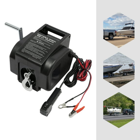 Electric Trailer Winch, 2000 lbs Boat Winch 9.6*7.7*10in 300W 12V Black Electric Boat Winch, For Towing Yachts And Boats