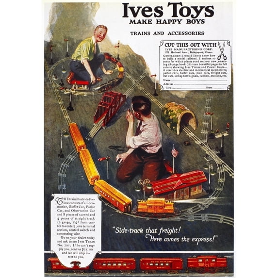 Electric Train Ad 1918. Namerican Advertisement For An Electric Train Made By Ives Toys 1918. Print by