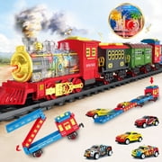 BUBUQE Electric Train Set Christmas Train Toys for Boys with Smokes, Lights and Sound on/off Under Christmas Tree for Kids Girls
