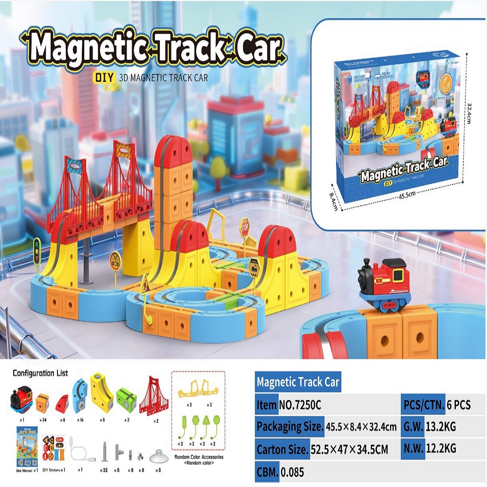 Click Rail Electric Train Set – 123 Pièces, Circuit Flexible 3D, Train Magnétique, STEM, Cadeau 3+