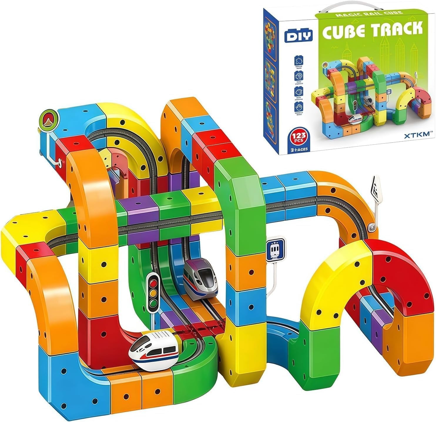 Electric Train Set, Flexible Track Fusion Train Set, DIY Race Car Track ...