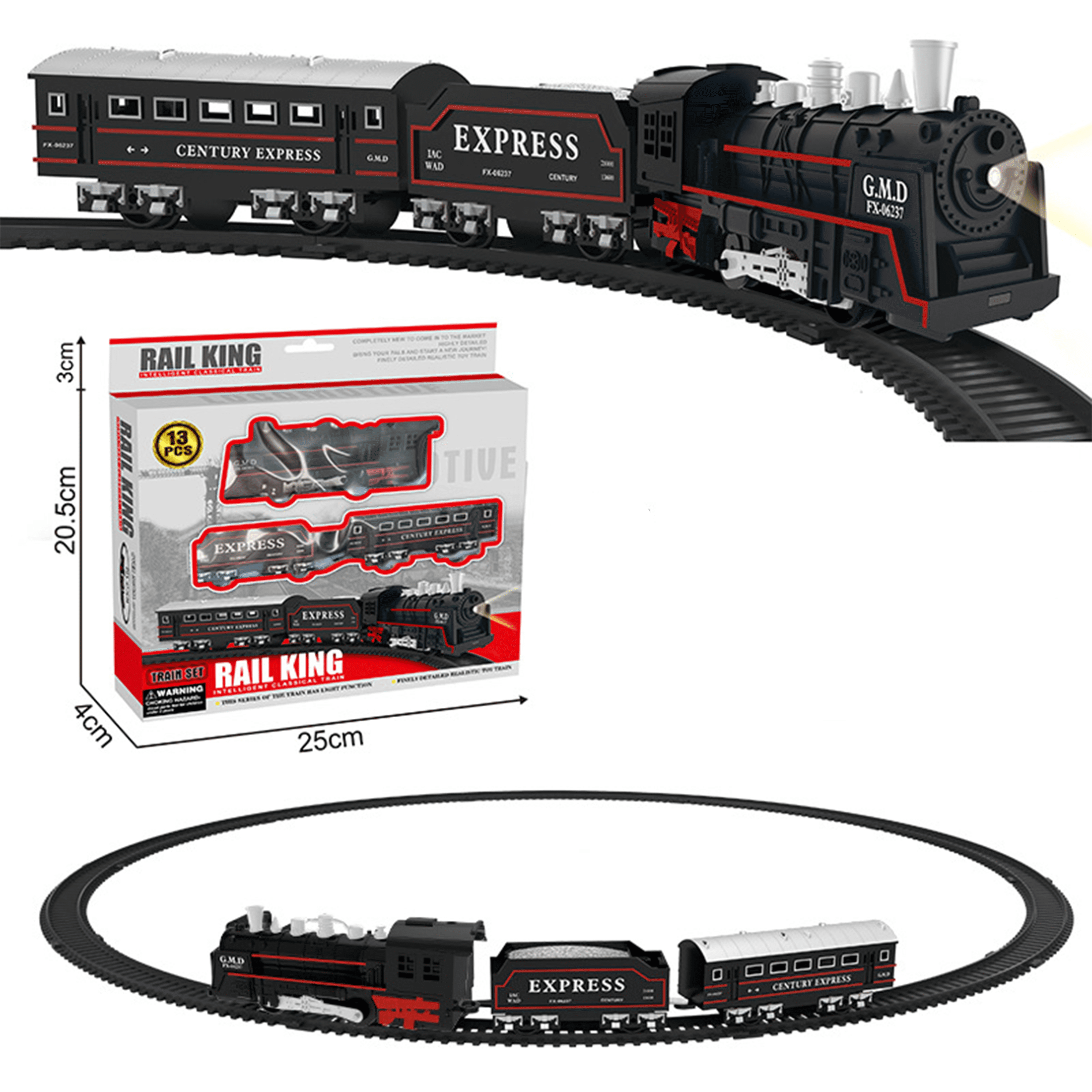 Electric Train Set Funtogether Toys Classic Steam Locomotive with Light ...