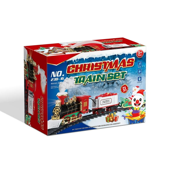 Electric Train Set for Kids Ages 3-8 Battery Operated Toy Train with Lights, Sounds, Classic Christmas Tree Train Set