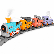 Electric Train Set with Smoke, Lights, Sound, and Remote - Magnetic Locomotive and Cars for Kids Aged 3-6