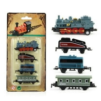 Electric Train Toy Set, Alloy Locomotive & 3 Carriages, Mini Portable Push and Go Toy Train for Klds, Vintage Steam Engine Toy for Birthday Gifts, ChiIdren's Playtime and Camping Fun