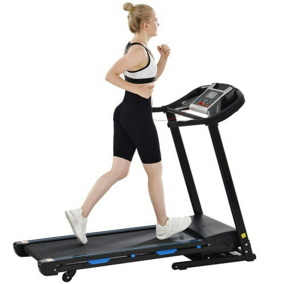 Electric Treadmill with 15% Automatic Incline, Foldable 3.25HP Workout Running Machine Walking, Double Running Board Shock Absorption Pulse Sensor Bluetooth Speaker APP ,For Home