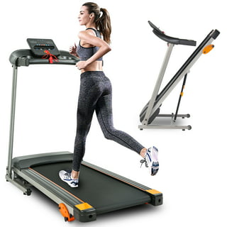 Hurtle Smart Portable Folding Digital Fitness Treadmill w/ Bluetooth, Black  