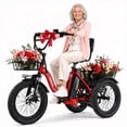thumbnail image 1 of ESKUTE Electric Tricycle for Adults, 750W Peak Motor 18MPH, Up to 55 Miles Range, 624Wh Removable Battery, Folding 3-Wheel Ebike with 18x3.0 Fat Tires, Step-Through Red, UL2849, 1 of 7