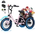 thumbnail image 1 of Electric Tricycle for Beginners – Folding 3-Wheel E-Bike with 16×3" Fat Tires, 500W Peak Motor, 302Wh Battery, Step-Through Frame, 12.5 MPH, Pink with Lock, Phone Bag & Mirror, 1 of 7
