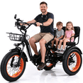 thumbnail image 1 of Electric Tricycle with Wide Tires, Electric Tricycle with Passenger Seat, Low Step-Through Cruiser Bike 48V 15Ah Peak 1350W 3 Wheel Ebike Aluminum alloy frame with Removable Battery 7-Speed Tricycle, 1 of 9