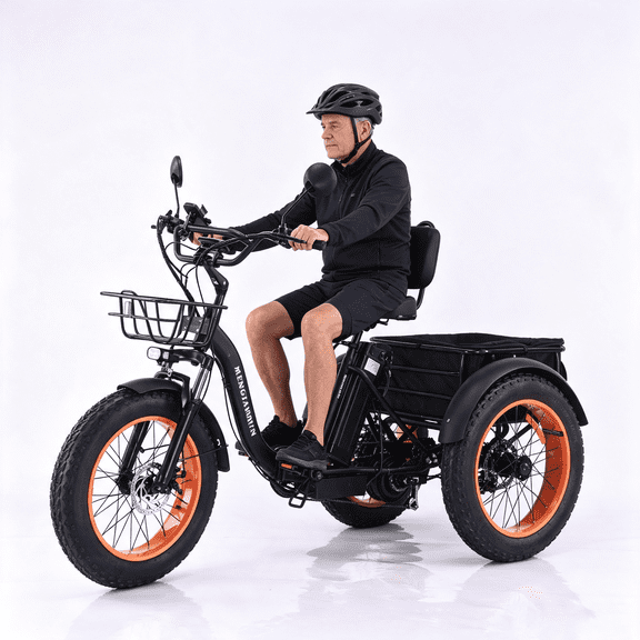 Electric Tricycle for Adults, 20" Fat Tire Folding 3 Wheel Electric Bike, 7-Speed with Rear Basket