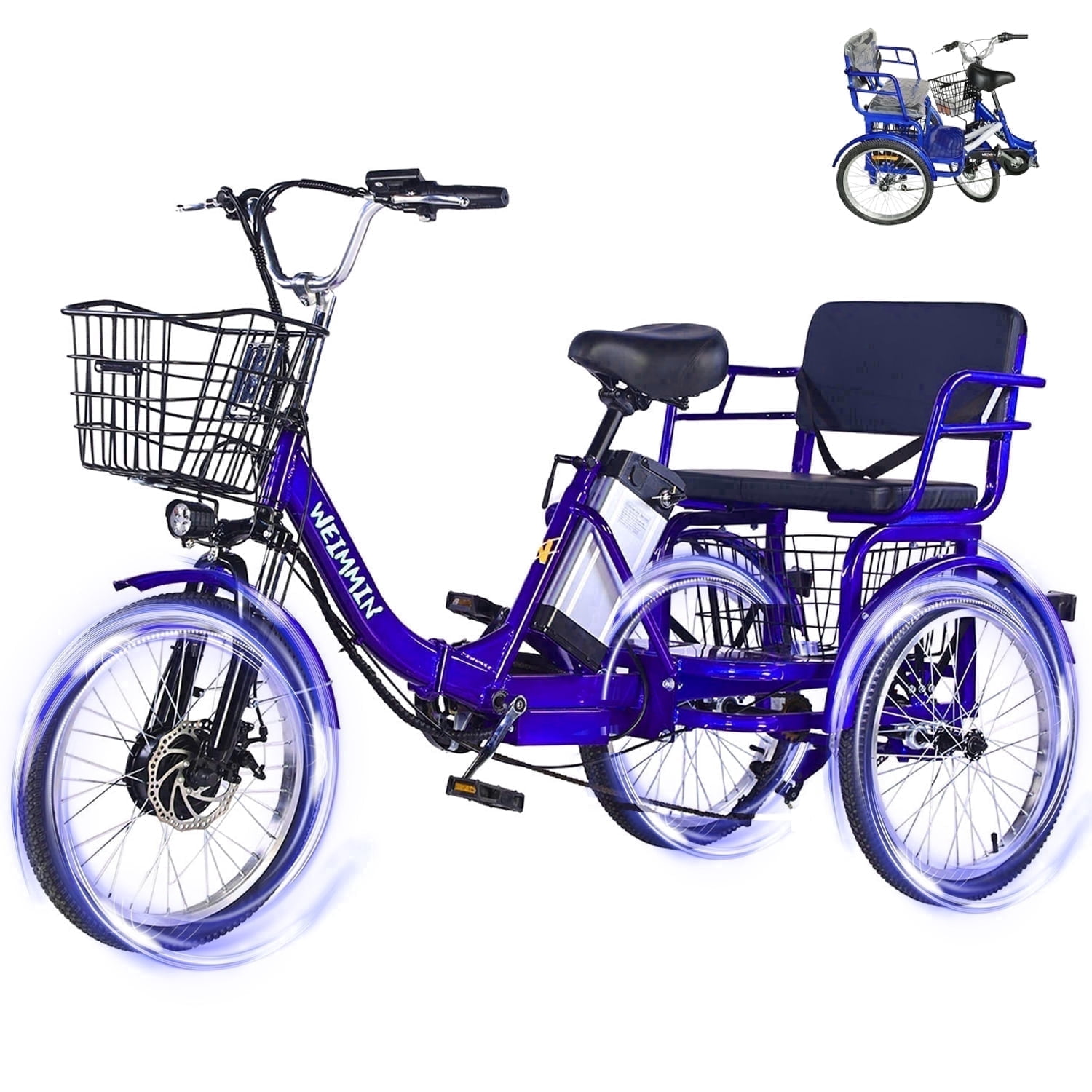 Electric Tricycle for Adults,20 Inch electric trike,36V 13AH Removable Li-Battery,3 Wheel 350w Ebike Suitable for Carrying Passengers and Cargo