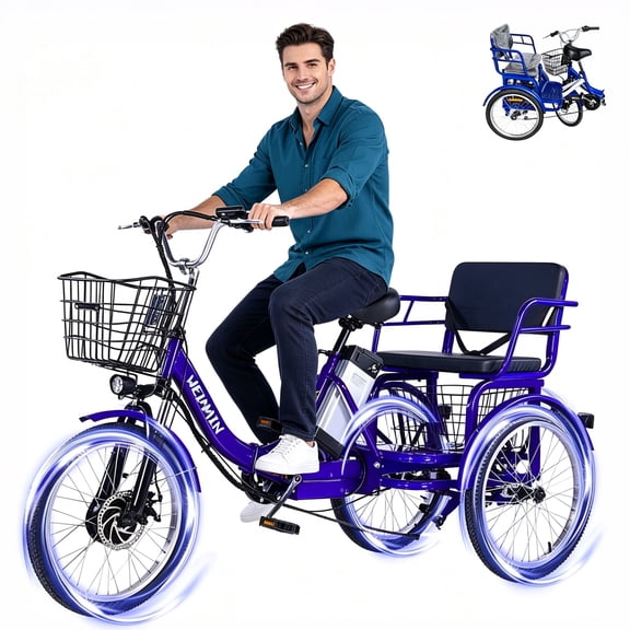 Electric Tricycle for Adults,20 Inch Folding Electric Trike,36V 13AH Removable Li-Battery,3 Wheel 350w Ebike Suitable for Carrying Passengers and Cargo